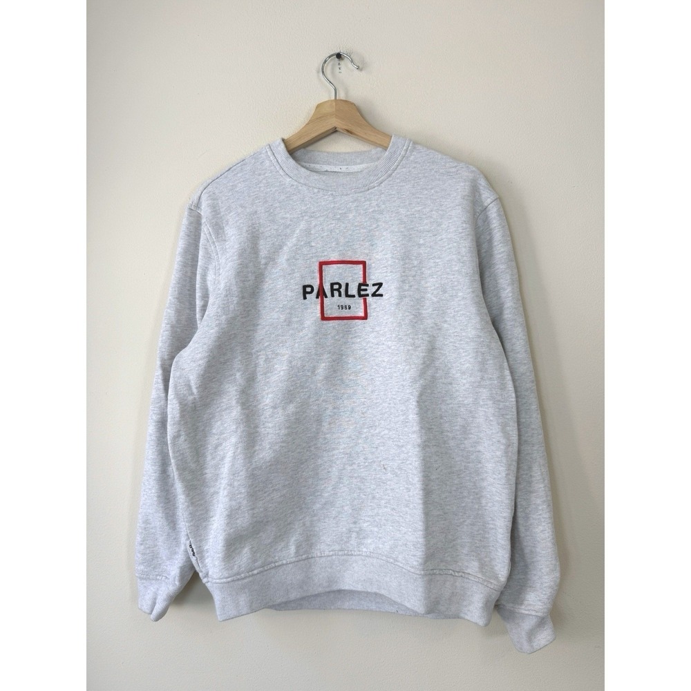Parlez Brand Embroidered Logo Gray Pullover‎ Sweatshirt - Medium